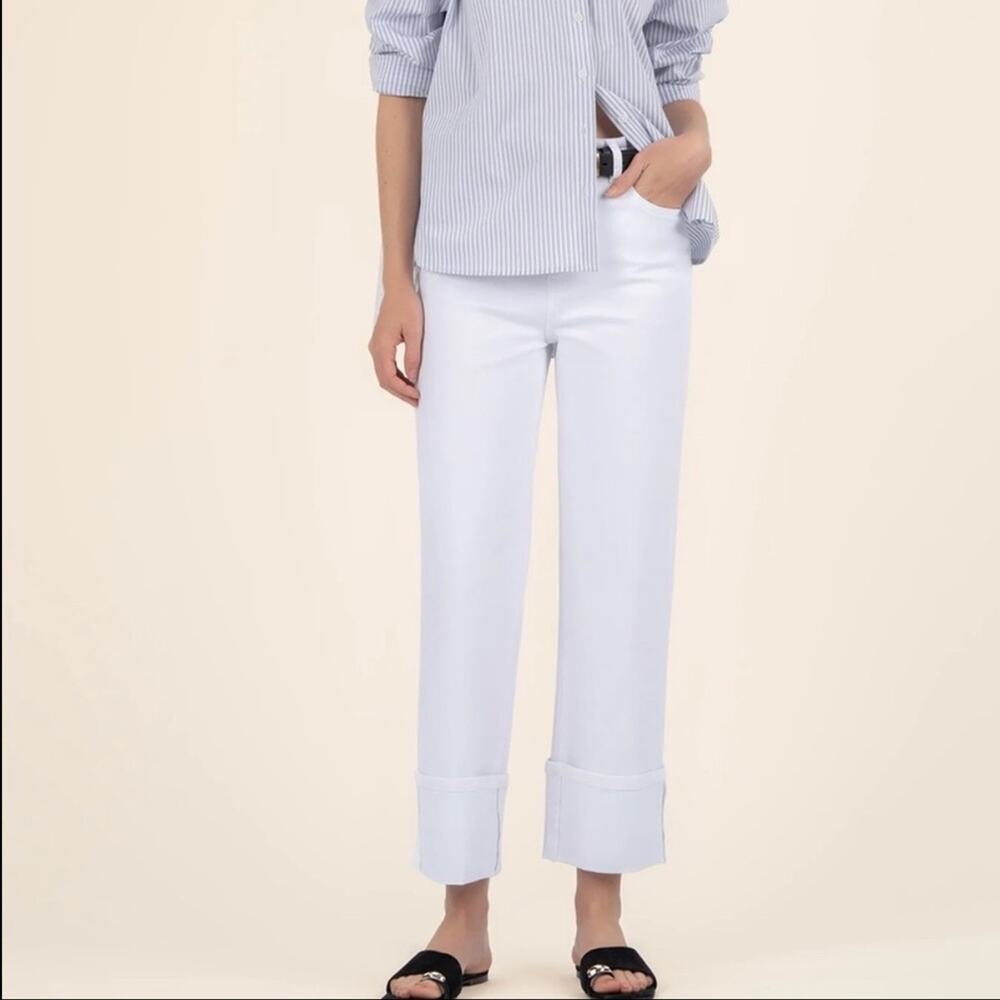 New KUT from the KLOTH Sienna High Rise Wide Leg Cropped Pants SIZE 4 White